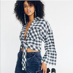 Free people flannel crop top